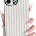 NITITOP Compatible with iPhone 14 Pro Max Case Matte Cute Vertical Stripes for Women Girls Men Boy Striped Pattern Hybrid 2 Layers Back Shockproof Protective Cover - Apricot