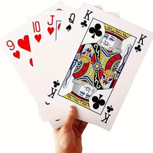Jumbo Playing Cards  6.6" x 4.6" Oversized Giant Poker Deck for Magic Tricks, Parties & Outdoor Fun  Full 52-Card Set, Big Size Game for Aldult(1 Pack)