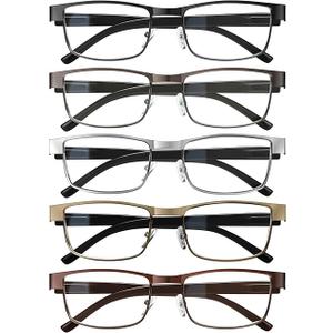 BLS Businessman Rectangular Reading Glasses - Professional Durable Readers - Blue-Light Blocking Lenses