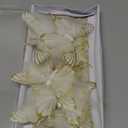 12PCS Christmas Feather Butterfly Gold Glitter Butterfly Decor with Clip Artificial Butterflies for Tree Wreaths Garden Decorations (Golden)