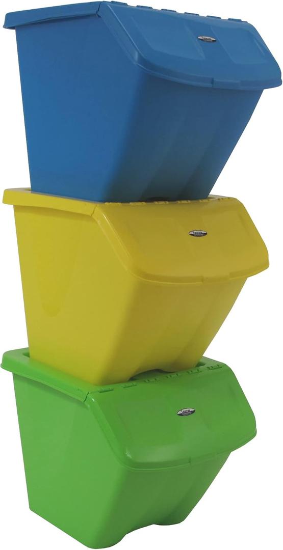 Redmon since 1883 10 Gallon Stackable Shutter 3 PC Set Bins (7319), 43.5 inches H