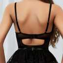 Women Lingerie Set Naughty Lace Bodysuit High Waisted Underwire Lingerie Babydoll With Garter Belt and Stockings (Black, XL)