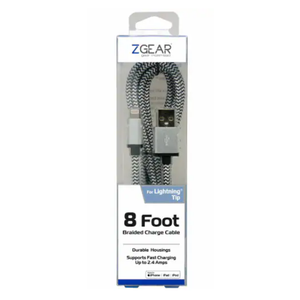 ZGear Braided Lightning Charging Cable - Black/White
8 ft