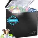 Deep Freezer 3.5 Cu.Ft, Chest Freezer with Removable Basket, Small Freezer with 6 Levels Adjustable Temperature, Quiet Mini Freezer for Home/Kitchen/Office/Garage/Bar (Black)