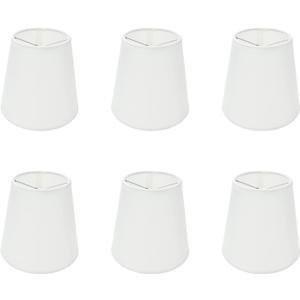 6Pcs Handmade Chandelier Shades,Linen Clip On Lamp Shades,Small Lamp Shades Set of 6 for Chandelier Lampshade,Beige White