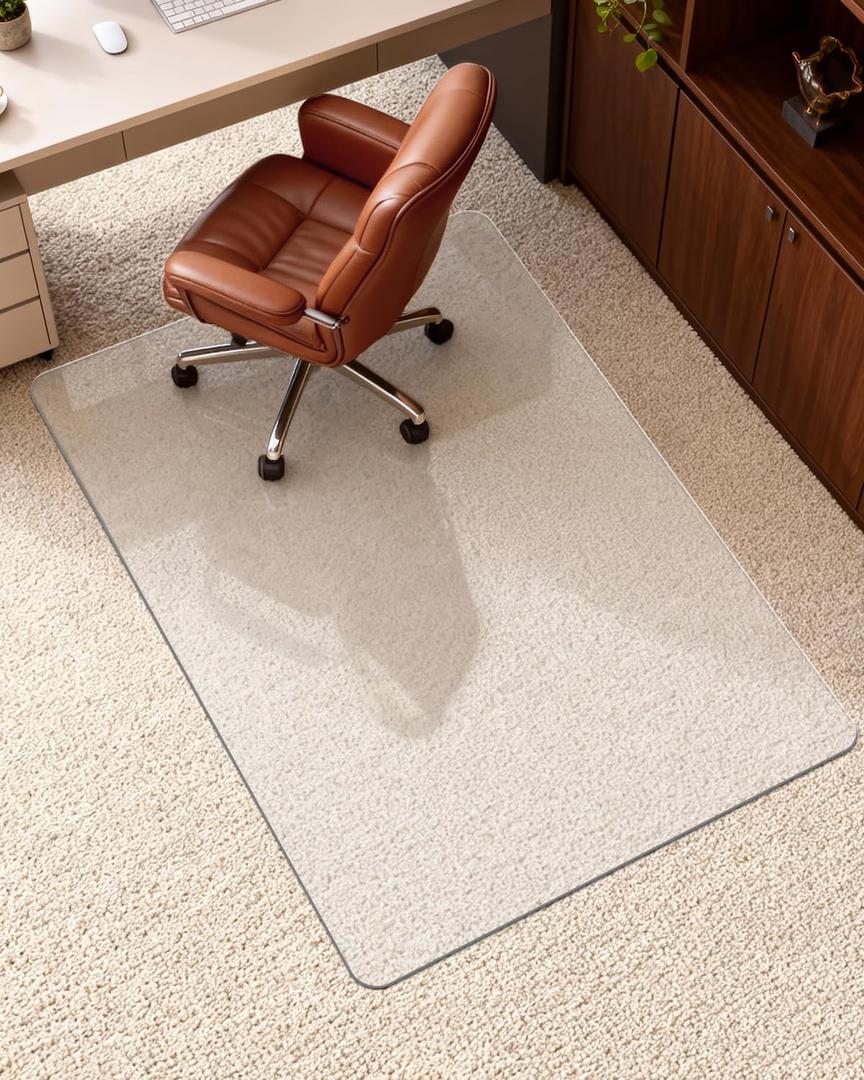 Hard Frosted Office Chair Mat for High Pile Carpet and Hardwood Floor, 32" x 47.2" Anti-Slip Computer Rolling Chair Mat, Heavy Duty Chair Pad Under Desk Carpeted Floor Protector for Home, 1PCS