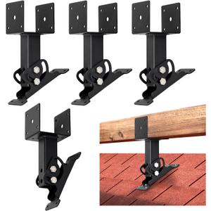 4 Pack 304 Stainless Steel 4x4 Heavy Duty Roof Riser Brackets Kit, Adjustable Roof Riser Beam Mount Brackets for Roof Pergola Gazebo (Black)