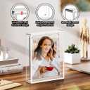 PPH-Sisy 8x10 Acrylic Magnetic Picture Frame 2 Pack, Double Sided 360 Rotating Clear Photo Frame, Frameless Desktop Display for Home Office Decor, Wedding Birthday Graduation Gift