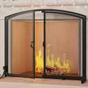 Fire Beauty 2-Pannel Fireplace Screen with Doors, Handcrafted Solid Mesh,Stable Adjustable Fit Fire Spark Guard 35" D x 28" H