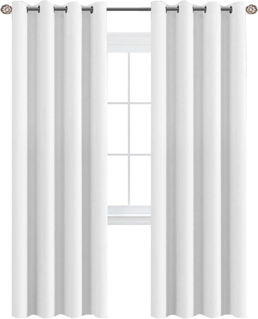 H.VERSAILTEX White Curtains for Living Room Pure White Curtain 96 inches Long Thermal Insulated Window Treatment Panel/Drape for Bedroom, White, One Panel, Grommet Top, 52" W x 90" L