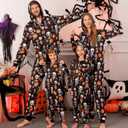 VNVNE Matching Halloween Onesie Pajamas for Family/Couples/Women/Men, Skeleton Holiday One Piece Adults Pjs Sleepwear (6-8 Years, Black Skull)