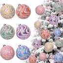 Lanpn 6 Pcs 6" Large Pastel Christmas Ornaments, Big Xmas Ball Outdoor, Plastic Christmas Tree Ornament, Giant Candy Balls Hanging Decor for Candyland Lawn Yard Home Outside, Rainbow Color