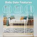 WAOWAO Baby Gate 57.48-62.17" Extra Wide Pressure Mounted Walk Through Swing Auto Close Safety White Metal Toddler Kids Child Dog Pet Puppy for Stairs,Doorways,Kitchen