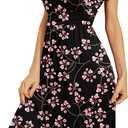 WEACZZY Women's Summer Short Sleeve Casual Dresses V-Neck Floral Party Dress with Pockets (L)