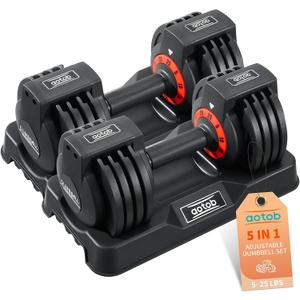 AOTOB 25 lbs (Pair) Adjustable Dumbbell Set, Dumbbells Adjusted Weight with Anti-Slip Fast Adjust Turning Handle, Dumbbel Sets Adjusting for Men and Women for Home Gym Exercise