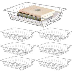 Yeaqee 6 Pcs Letter Tray Wire Paper Trays Stackable File Desk Organizer Metal File Paper Holder Basket for Desk Desktop Letter Storage for Office Home Classroom School(14'' x 10'' x 3'',Silver)