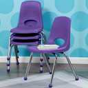 FDP 14" School Stack Chair,Stacking Student Seat with Chromed Steel Legs and Ball Glides For In-Home Learning or Classroom - Purple (6-Pack), 10363-PU