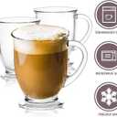 Coffee Mugs Set of 8, Clear Large Coffee Mug 15 OZ With HandlesTransparent Tea Cup for Hot/Cold Beverages, Glassware Set for Americano, Latte, Cappuccino