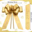Wonderjune 30 Inch Big Car Bow - Giant Sweet 16 Birthday Bow Gift Wrapping Decoration for Surprise Party, Birthday Decorations(Gold)