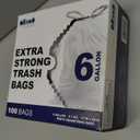 Plasticplace 6 Gallon Bags White Drawstring Garbage Can Liners, 17” x 20”, 100 Count, for Bathroom Kitchen Office Car Small  Bags, Leak-Proof & Tear-Resistant