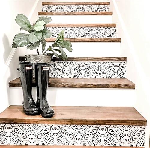 Amalfi Stair Riser Strip Peel and Stick Vinyl Decal Self-Adhesive Easy to Trim & Clean Repositionable Removable Water-Resistant DIY Murals for Stair Stickers Pack of 5 Strips (Amalfi, 6" x 49" Inch)