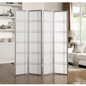 Roundhill Furniture Seto 4-Panel Room Divider Screen, Silver