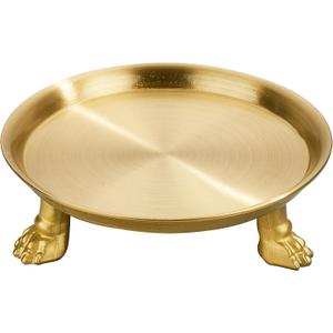 khtumeware 1 Pack 100% Solid Satin Brass Clawfoot Candle Dish - Pedestal Dish - Candle Holder - Jewelry Holder - Perfect for Wax Candles, Rings, and Trinkets