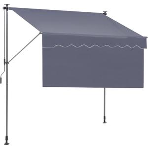 VEVOR Patio Awning Retractable, 118" Outdoor Manual Retractable Awning Sunshade Shelter, Adjustable Patio Door Window Awning Canopy with 39" Sun Shade Curtain for Backyard, Garden, Balcony, Dark Gray, 118" 47"
