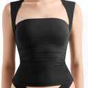 SUUKSESS Womens Square Neck Going Out Tank Tops Double Lined Summer Sleeveless Business Casual Shirt (Medium, Black)