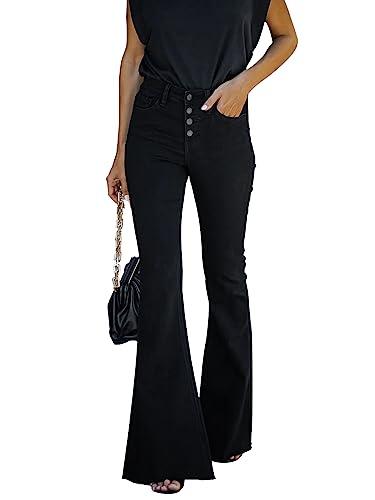 KUNMI Women's Flare Bell Bottom Jeans High Waisted Wide Leg Bootcut Jeans Stretchy Denim Pants Size 8