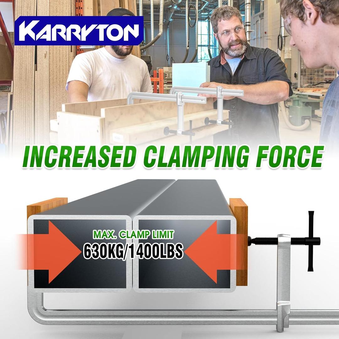 2-Pack Heavy Duty 24"(600x120mm) F-Clamp w/ 4-3/4" Throat Depth, Bar Size 1"x15/32", 1400LB Clamping Force, Drop Forged Steel Bar Clamps for Wood, Metal, Pipe, Welding and DIY Projects