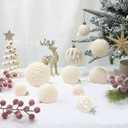 Decor 18 Pcs Velvet Christmas Tree Ornaments Set, Cream