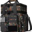 Tactical Lunch Box for Men, Large Insulated Lunch Bag for Adult, Heavy Duty Double Deck Expandable Lunch Cooler Bag with American Flag, Leakproof Soft Lunch Pail for Work Office Camping - Camo Green (16.5L)