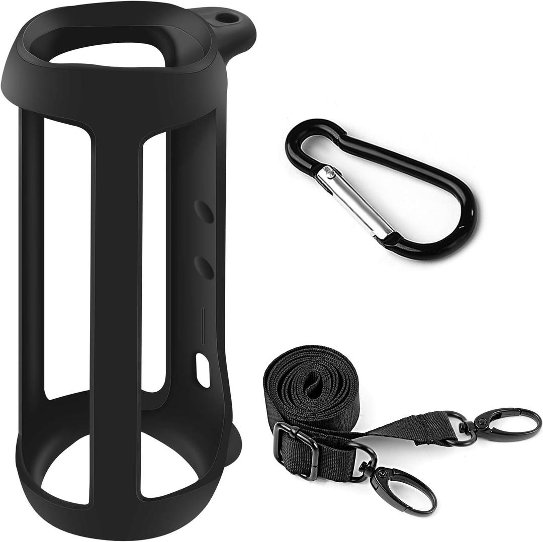 Silicone Case Compatible for FLIP 5 Portable Bluetooth Speaker, Gel Soft Skin Cover, Rubber Case, Travel Carry Pouch with Strap Not for Flip 6 (Speaker not Included (Black)