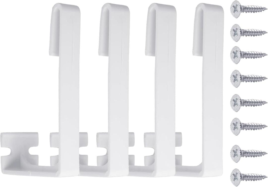 TonGass 4-Pack RV Curtain Holders with Screws (White)  Camper & Motorhome Curtain Clips for Window Drapes, Heavy-Duty Plastic Retainers for RV, Boat, and Trailer Curtains
