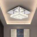 Modern Crystal Chandelier 7.9 Inches Led Ceiling Light Mini Square Flush Mount Ceiling Light for Bedrooms Dinning Rooms Hallway(Changeable Color,15W) (Square Multi-colored)