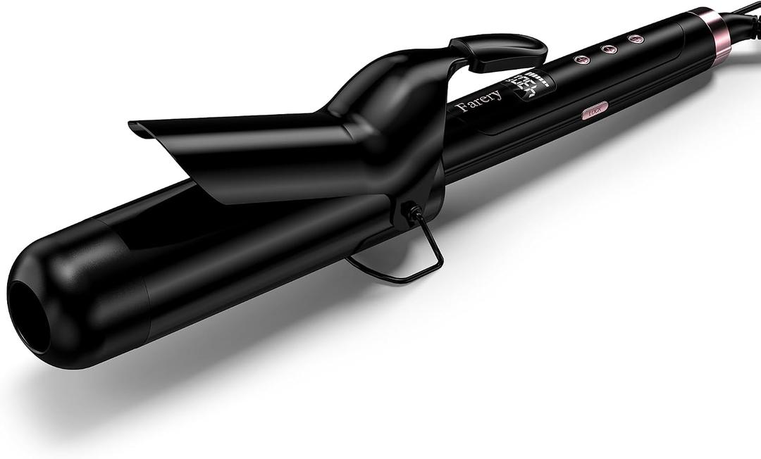 Farery 2 inch Curling Iron for Long Hair, Lightweight Large Barrel Curling Iron 50mm, Curling Wand Infused Argan Oil & Keratin for Bouncy Big Curls, 9 Temps Digital Display & Lock Key, Fast Heated