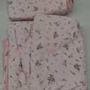 AMWAN Pink Floral Duvet Cover Full Size Cotton Garden Bedding Sets Kids Girls White Comforter Aesthetic Botanical Vintage Flower Print with Zipper Ties, Full (80''x90'')