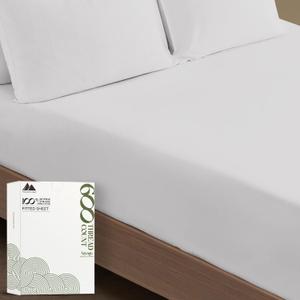 MAYFAIR LINEN 100% Egyptian Cotton California King Fitted Sheet Only - 600 Thread Count Cal King Sheets Deep Pocket Fitted, Soft Sateen No Pop-Off Bottom Sheet, Fits Mattress Upto 18"- Silver Grey