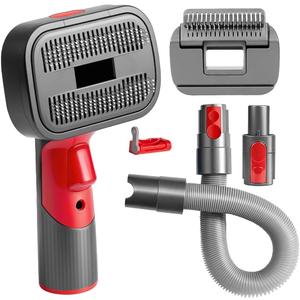 2-in-1 Pet Grooming Kit – Compatible with Dyson V7 V8 V10 V11 V15, Dog Hair Vacuum Attachment, Self-Cleaning Brush Removes Hair, Dander & Undercoat, Extended Hose & Trigger Lock