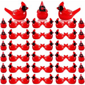 2 x 80Pcs Mini Resin Red Cardinal Bird Figurines Tiny Cardinal Figurine Christmas Ornaments for Gift Xmas Miniature Garden Crafts Cake Topper Home Decor Tree Ornaments