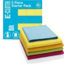 E-Cloth 5-pc Starter Pack- Microfiber Cleaning Cloth Set with Reusable Cleaning Cloth and Glass Polishing Cloth, Assorted Color Microfiber Cleaner for Bathroom, Kitchen, and Car - 1 Pack