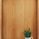 30 x 24 Inches Extra Large Rectangle Teak Wood Ottoman Tray with Handles, Serve Tea, Coffee Classic 2.5 Feet Wooden Decorative Serving Tray