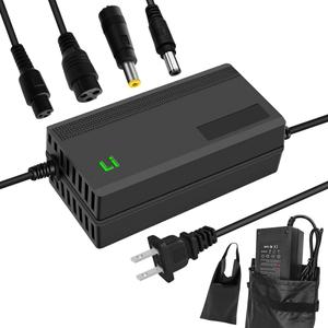 42V 5A Charger with 3-in-1 Plug for 36V Lithium Battery Such as Car Truck Lawn Mower Boat Marine Batteries (5A-GX12+GX16+DC5.5 2.1/2.5mm(4 Plug))