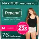 Depend Fresh Protection Adult Incontinence & Postpartum Bladder Leak Underwear for Women, Disposable, Maximum, Medium, Blush, 76 Count (2 Packs of 38), Packaging May Vary
