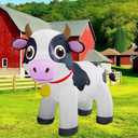 Lulu Home 6FT Inflatable Cow Decoration, Giant Blow Up Dairy Cattle with Built-in LED Lights, Air-Blown Animal Spring Summer Holiday Display for Yard Garden Lawn Indoor Outdoor Farm-Themed Party Decor