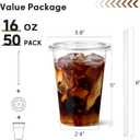 AOZITA 16 oz Plastic Cups with Lids and Straws, 50 Pack, Disposable Iced Coffee Cups with Lids, Clear Cups with Lids for Cold Drinks, Iced Tea, Milkshakes, Smoothies - Durable & BPA Free