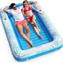 Inflatable Tanning Pool Lounger Float - Jasonwell 4 in 1 Sun Tan Tub Sunbathing Pool Lounge Raft Floatie Toys Water Filled Tanning Bed Mat Pad for Adult Blow Up Kiddie Pool Kids Ball Pit Pool (XXL) (Blue)