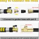 Buyplus 16FT(24FT Reach) Telescopic Gutter Cleaning Tools from The Ground, Rain Gutter Cleaners Tool with 360Rotatable Metal Nozzle, Extension Pole, Hose Attachment, Watering Wand for Garden Hose