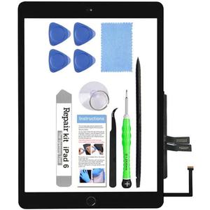 for iPad 6 (6th Gen 2018) A1893 A1954 Screen Replacement Glass Touch Digitizer Repair Kit with Home Button & Tools - Only for iPad 6 6th Generation (Black)